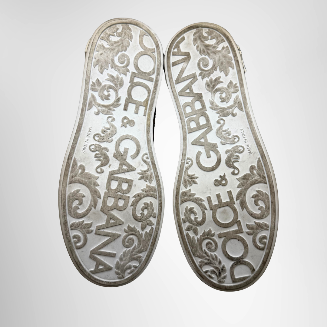 Dolce&Gabbana Preowned Luxury Shoes Portofino Leopard-Print Calfskin Sneakers Bottom View