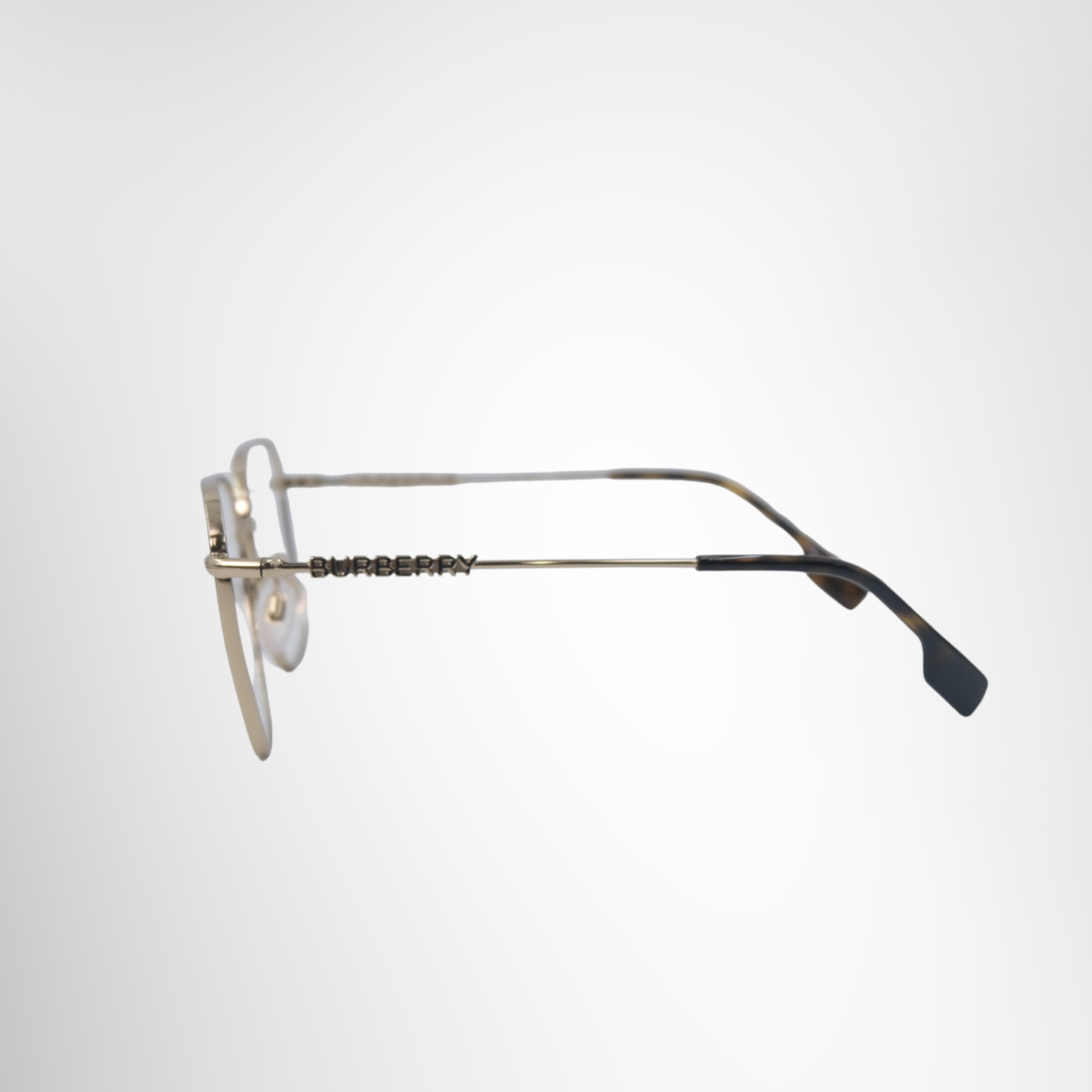 Burberry Light Gold Polygonal Prescription Glasses – Pre-Owned Luxury Brand Eyewear – Antonio & Co  Side Exterior View