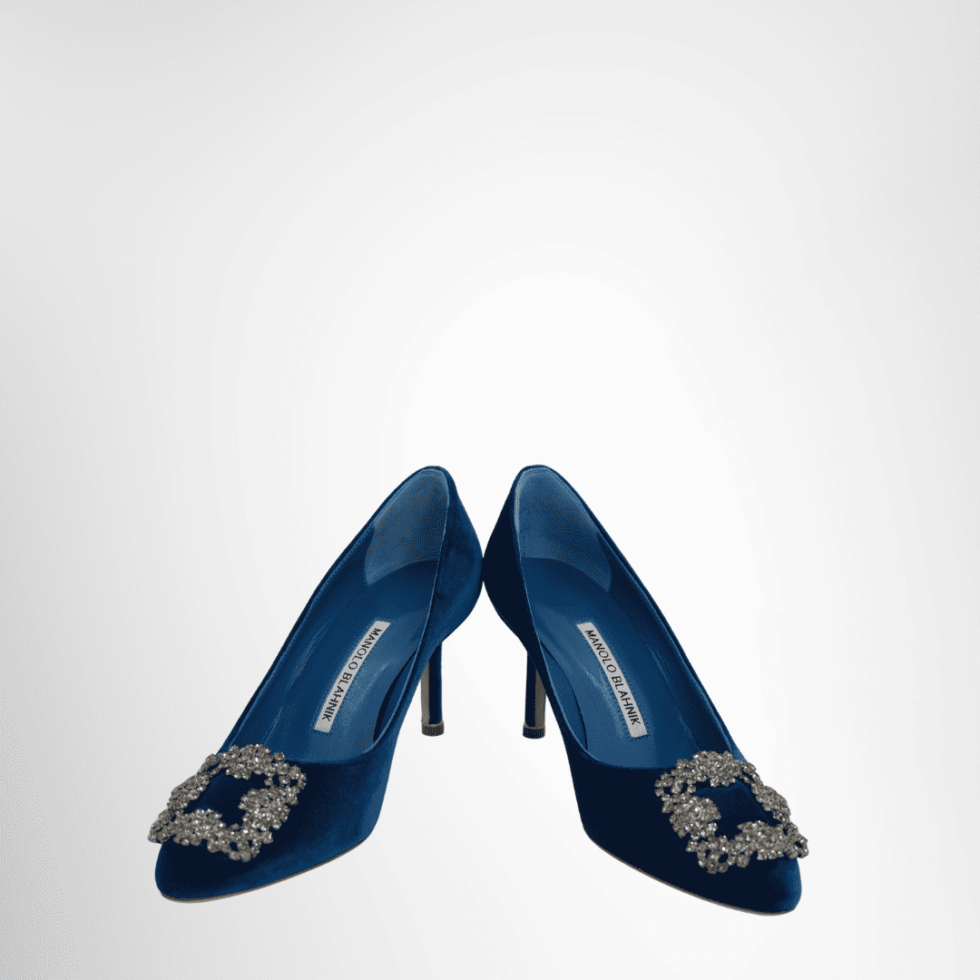 Manolo Blahnik Hangisi 80 Satin Pumps – Blue, Size 36