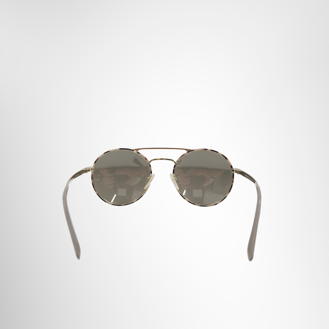 Prada Brown Round Sunglasses – Gold Tone / Brown