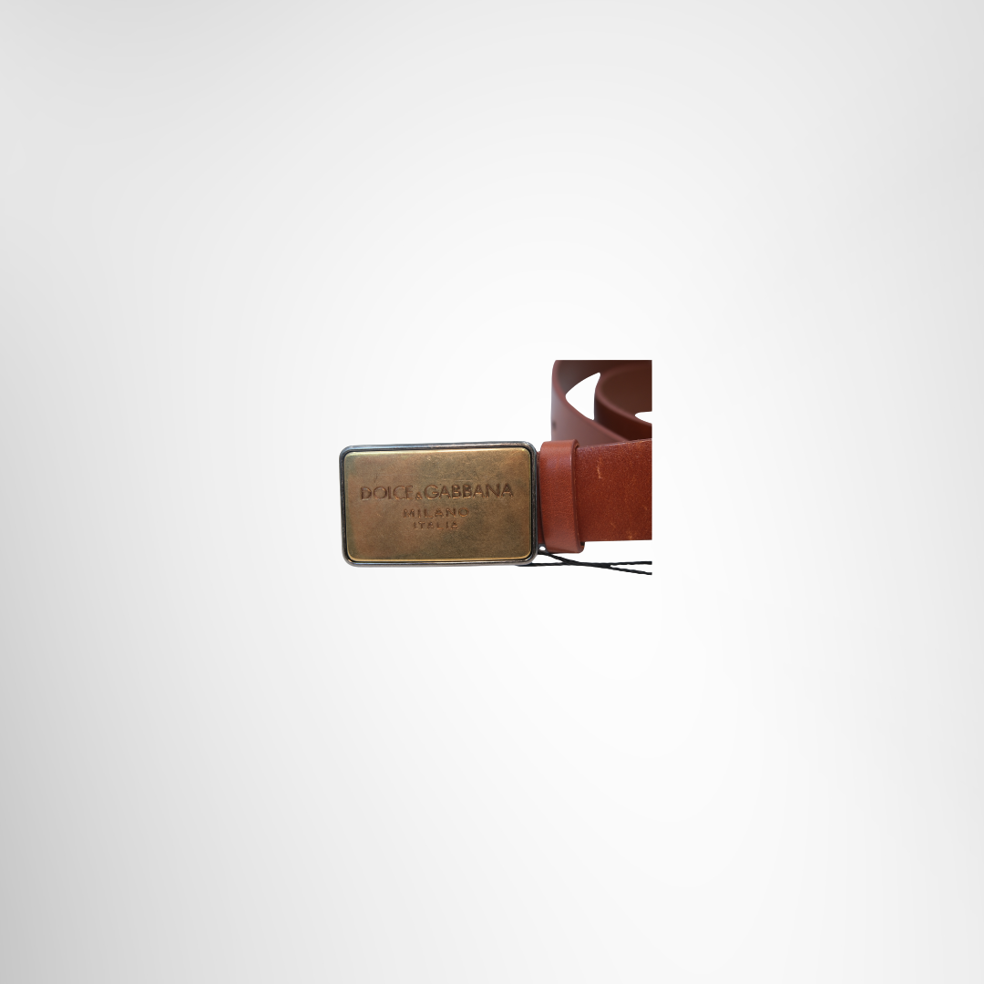 Logo Plate Leather Belt