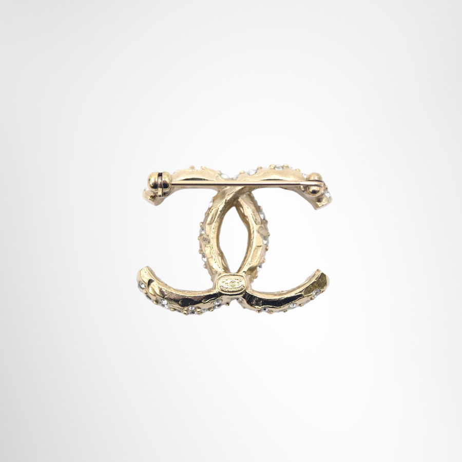 Interlocking CC Logo Crystal Embellishments Brooch