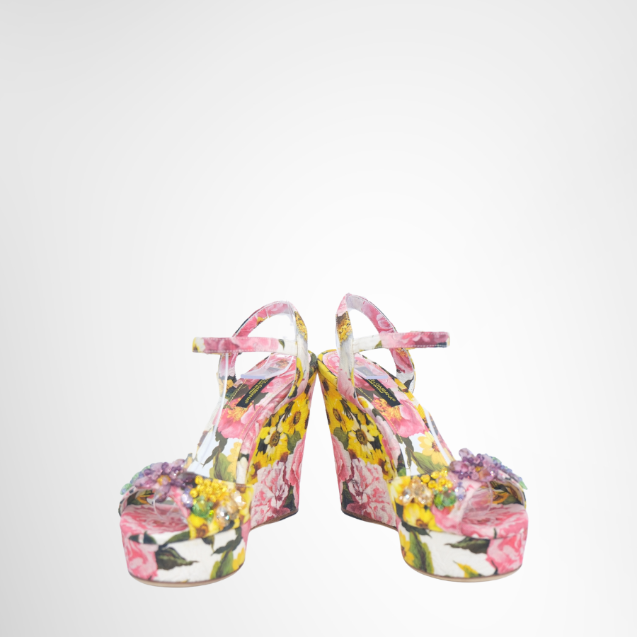 Floral Print Wedge Sandals
