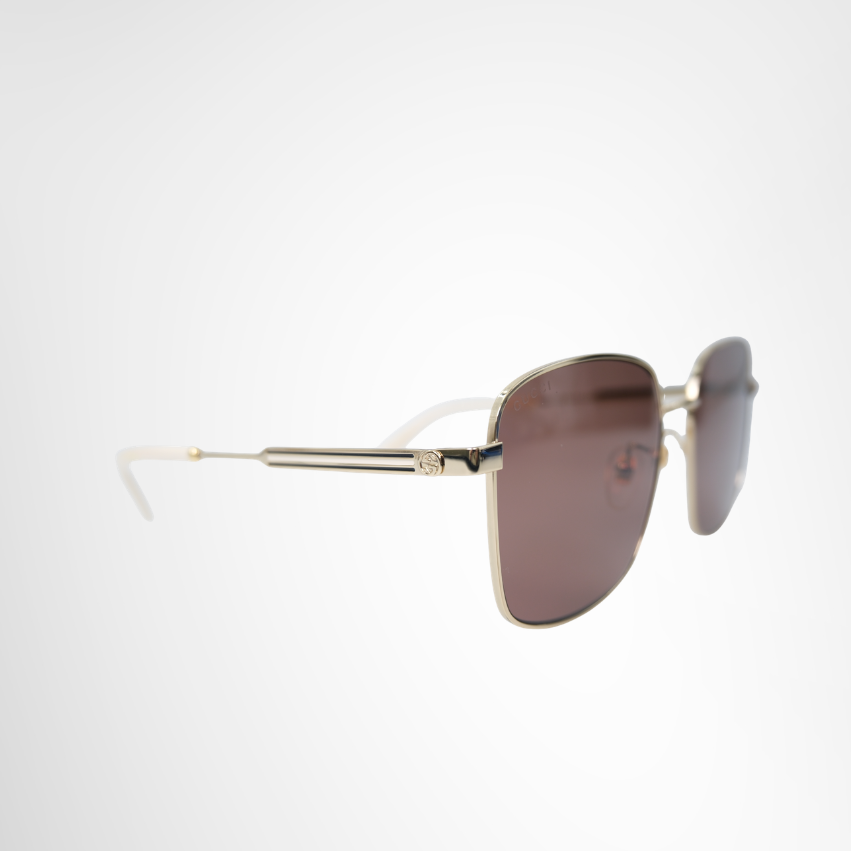 Square Brown Frame Metallic Sunglasses