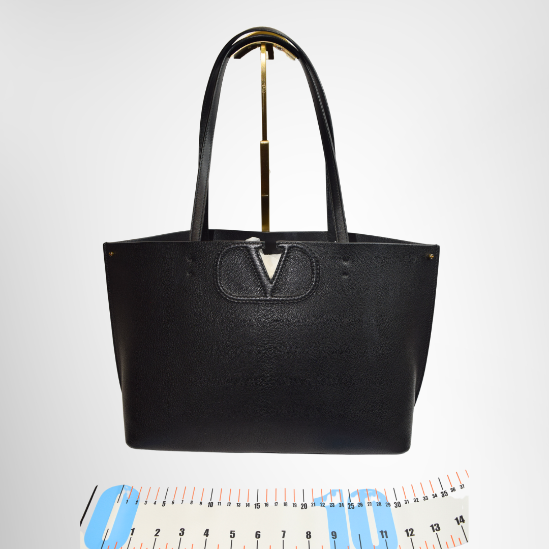 Valentino Garavani VLogo Leather Fill Me Tote Bag – Black