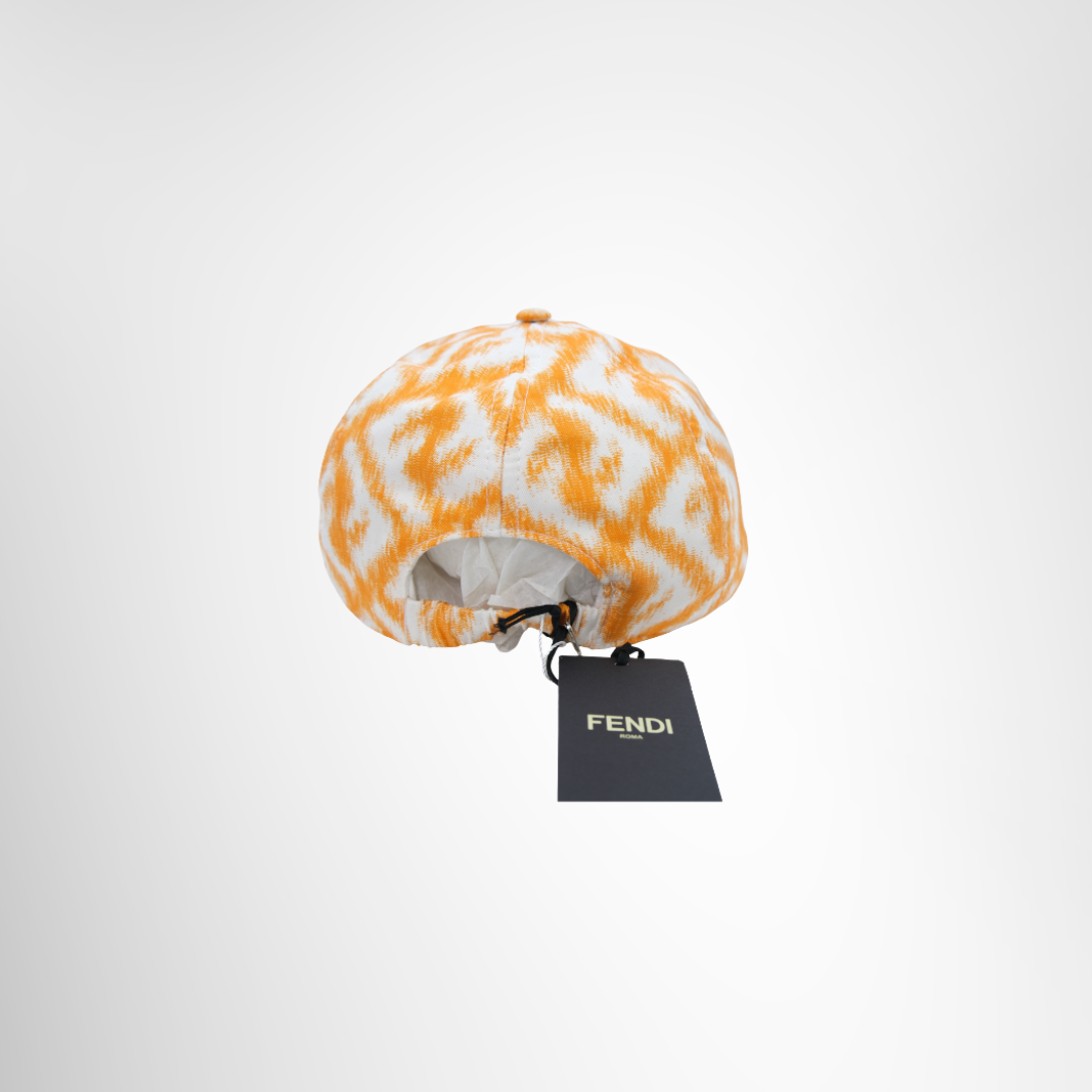 FENDI All-Over FF in White and Orange Cap