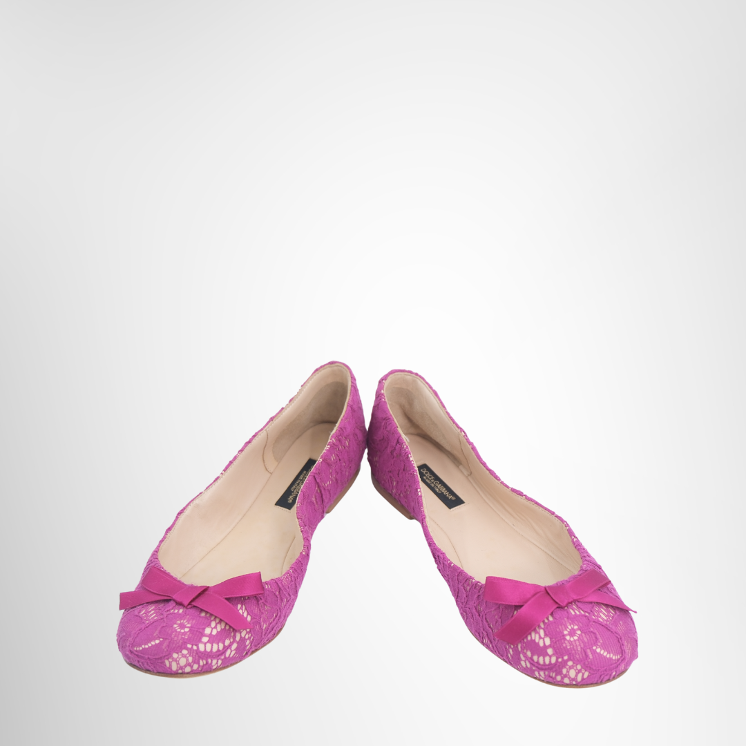 Flat Shoes Dark Magenta Lace