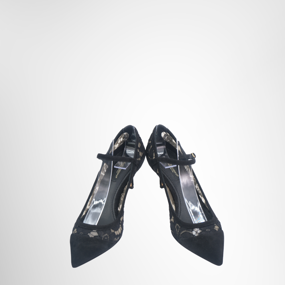 Taormina Black Lace Suede Pumps