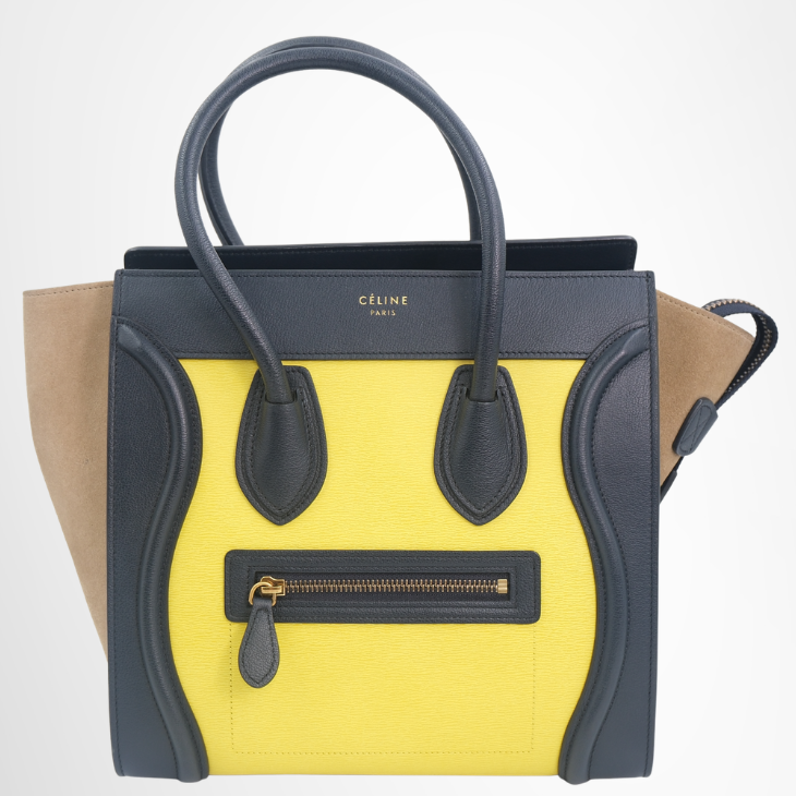 Celine Tricolor Luggage Bag – Yellow / Navy / Tan
