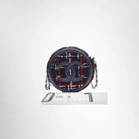 Chanel Tweed Filigree Round Bag