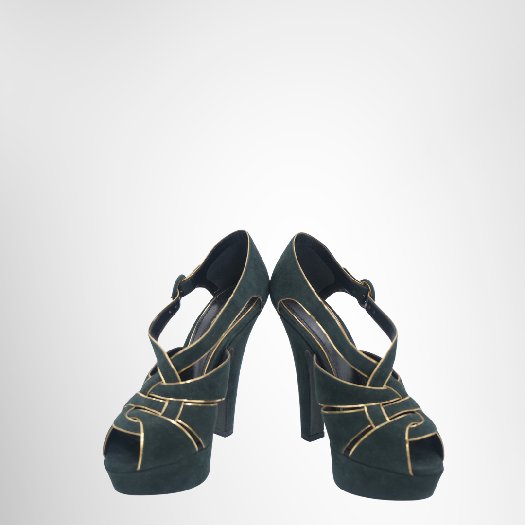 Green Suade Platform Sandal