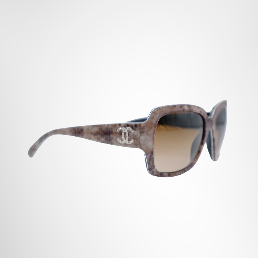 Brown Mauve Pixelated Snakeskin Frame Gradient Sunglasses