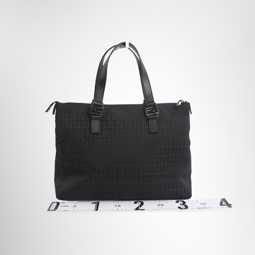 Black Fendi Zucchino Canvas Tote Bag