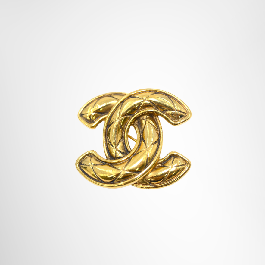 Matelasse Interlocking CC Logo Brooch