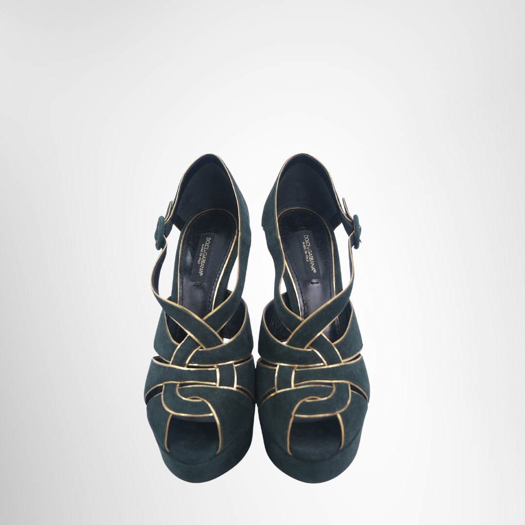 Green Suade Platform Sandal
