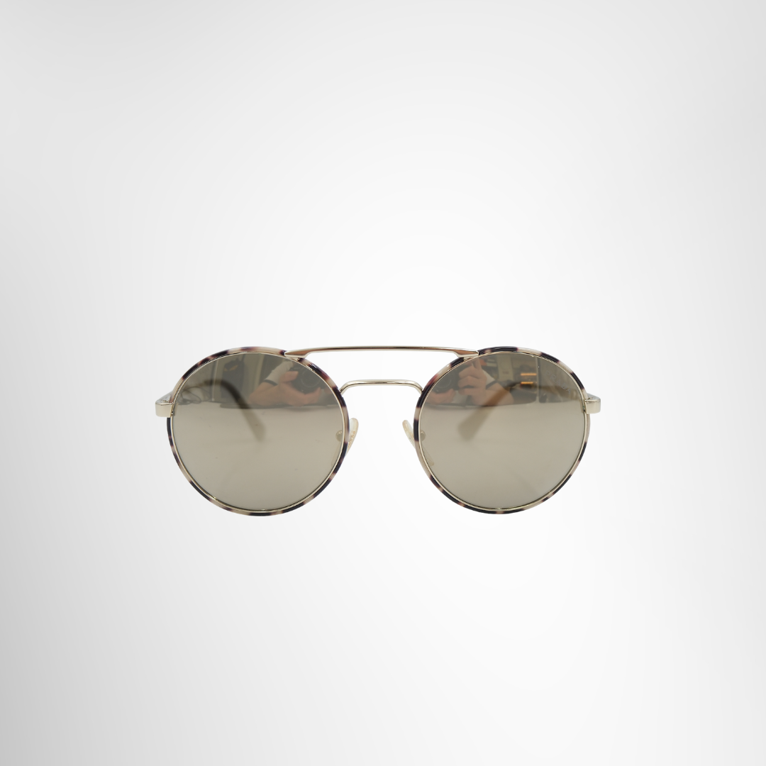 Prada Brown Round Sunglasses – Gold Tone / Brown