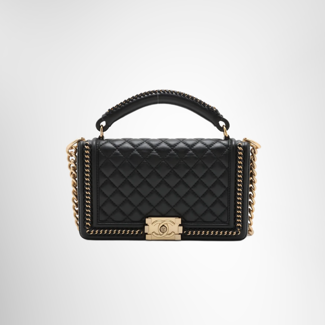 Boy Chanel Lambskin 2 Way Handbag Black