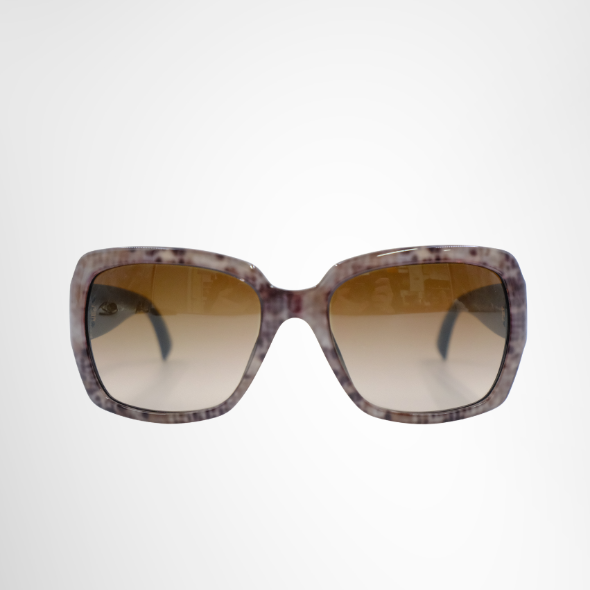 Brown Mauve Pixelated Snakeskin Frame Gradient Sunglasses