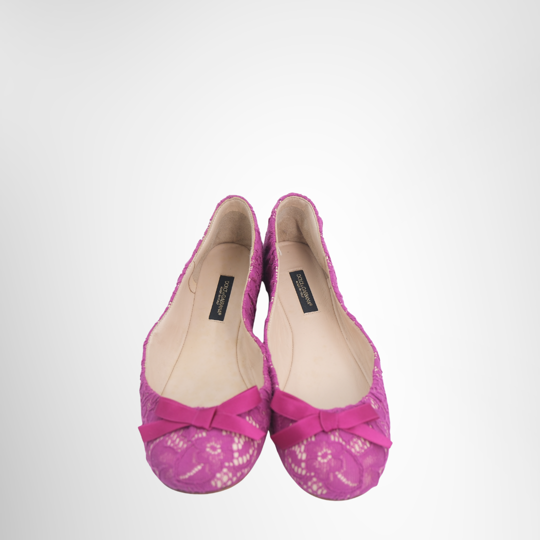 Flat Shoes Dark Magenta Lace