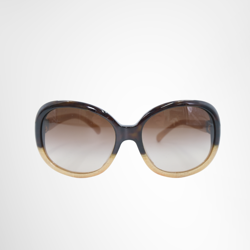 Two Tone Brown Beige Acetate Gradient Sunglasses