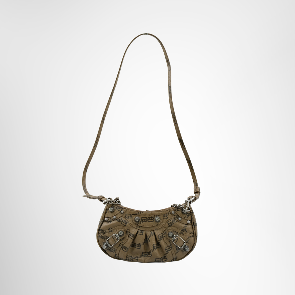 Le Cagole Mini Bag in Brown Coated Canvas