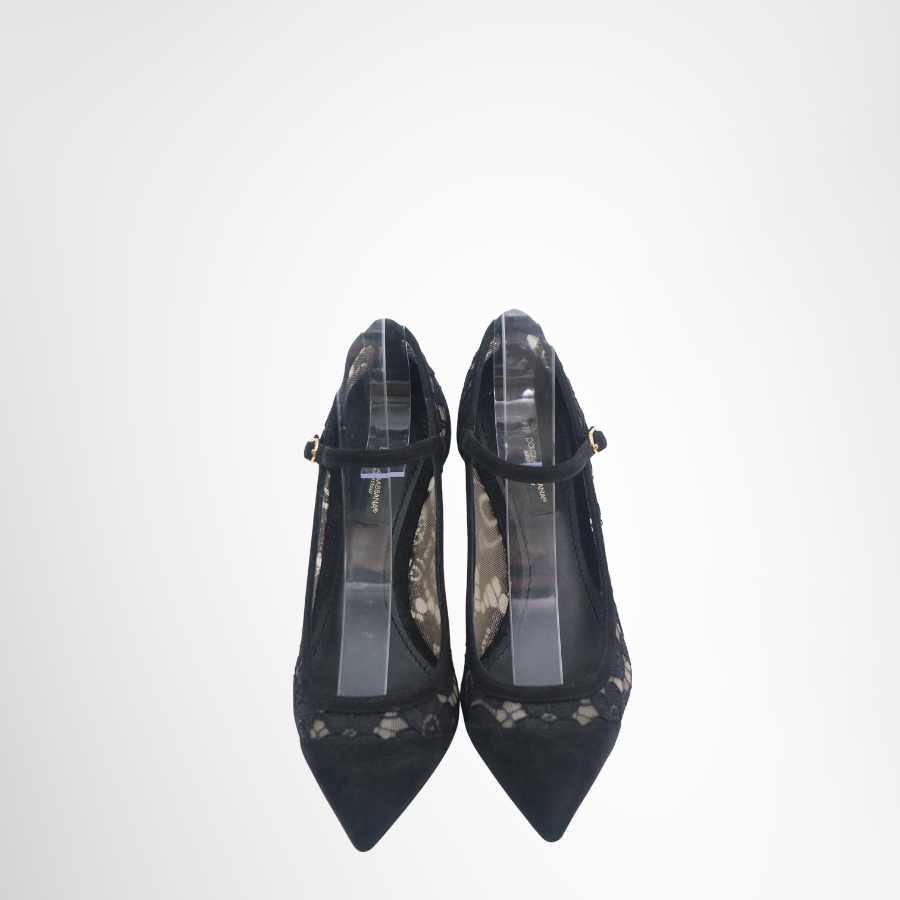 Taormina Black Lace Suede Pumps