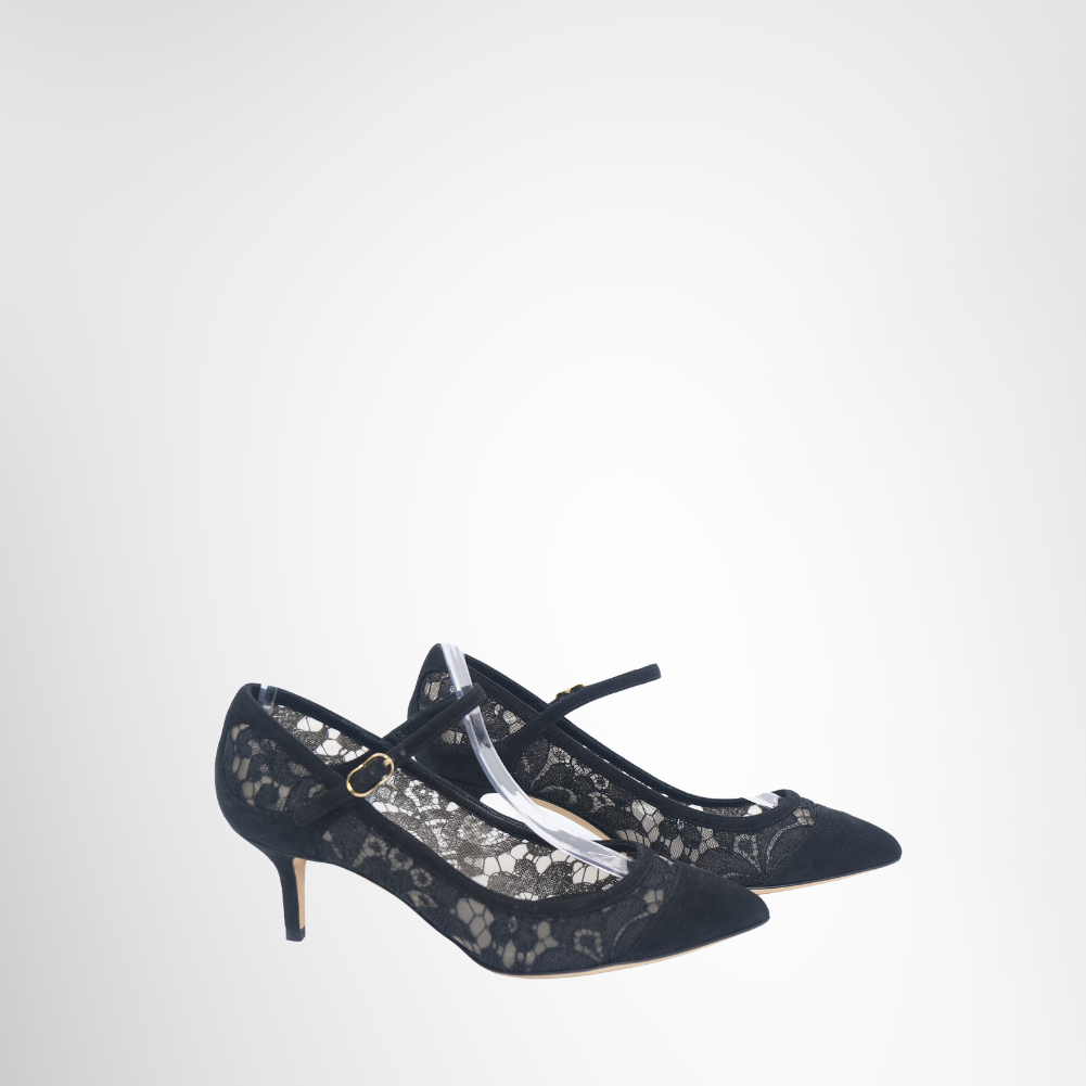 Taormina Black Lace Suede Pumps