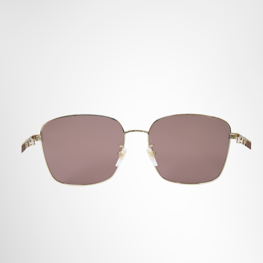 Square Brown Frame Metallic Sunglasses