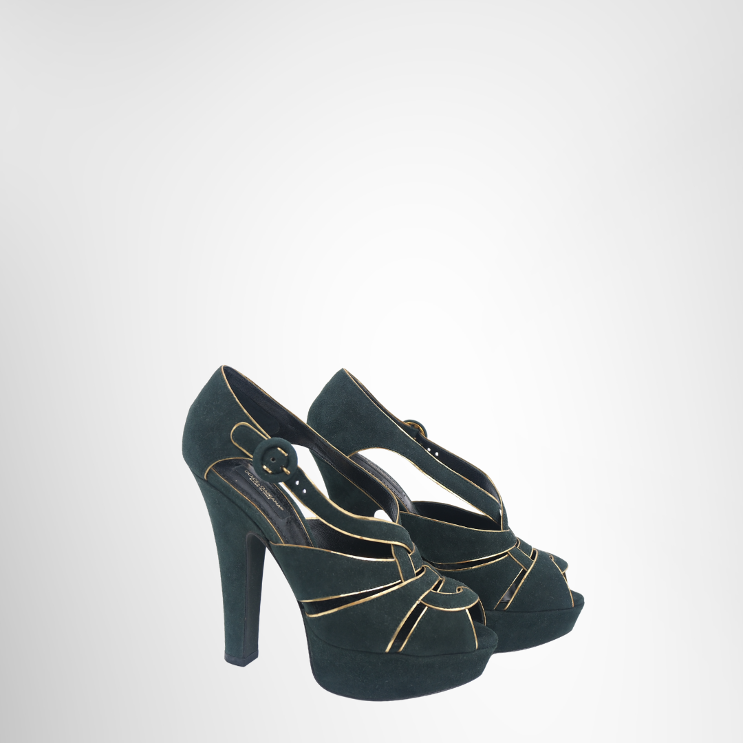Green Suade Platform Sandal