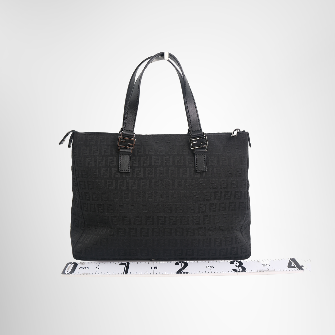 Black Fendi Zucchino Canvas Tote Bag
