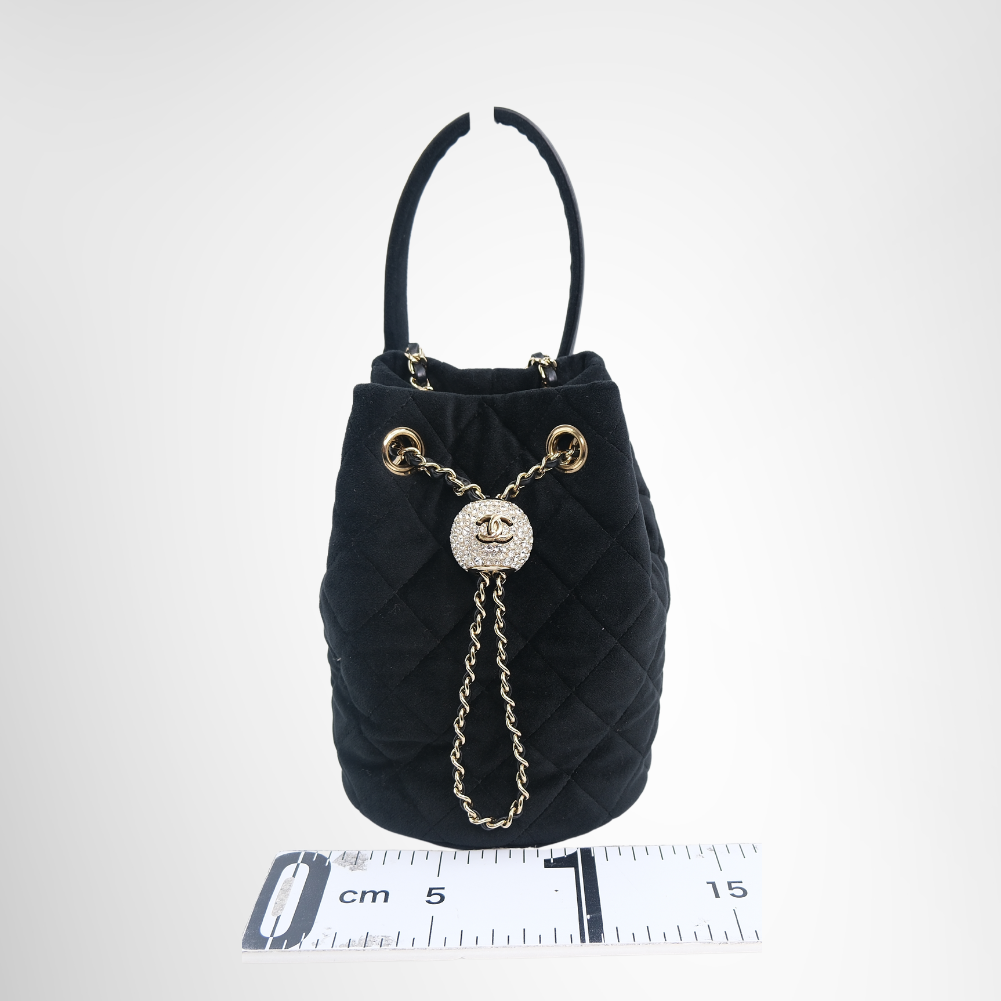 Velvet Quilted Pearl Crush Drawstring Bag