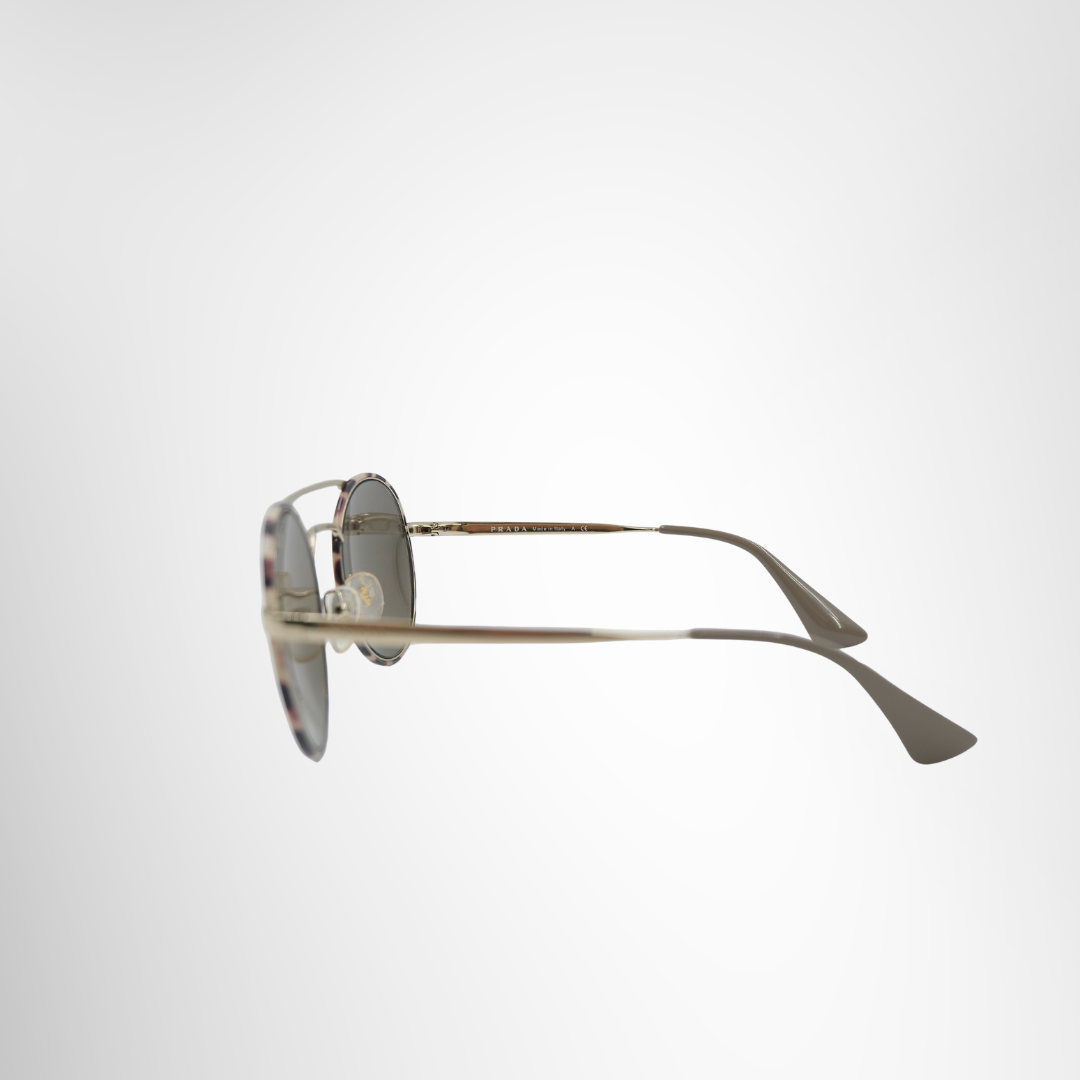 Prada Brown Round Sunglasses – Gold Tone / Brown