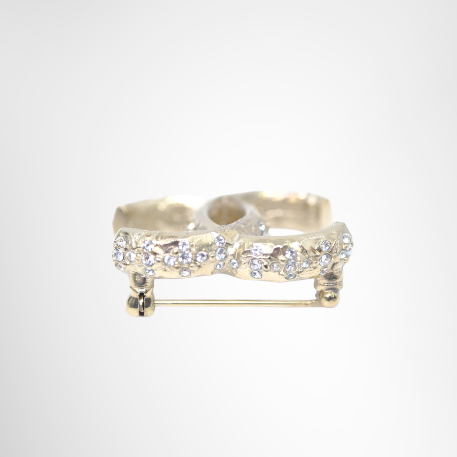 Interlocking CC Logo Crystal Embellishments Brooch
