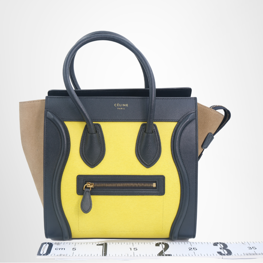 Celine Tricolor Luggage Bag – Yellow / Navy / Tan