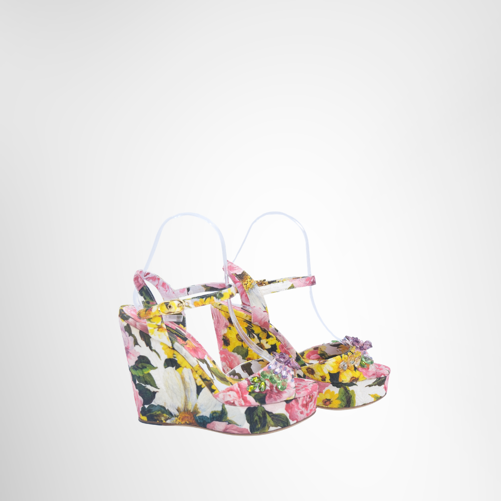Floral Print Wedge Sandals