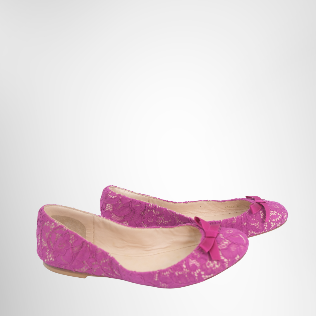 Flat Shoes Dark Magenta Lace