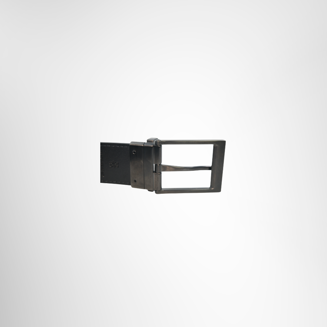 BURBERRY Reversible Check Charcoal Graphite Belt