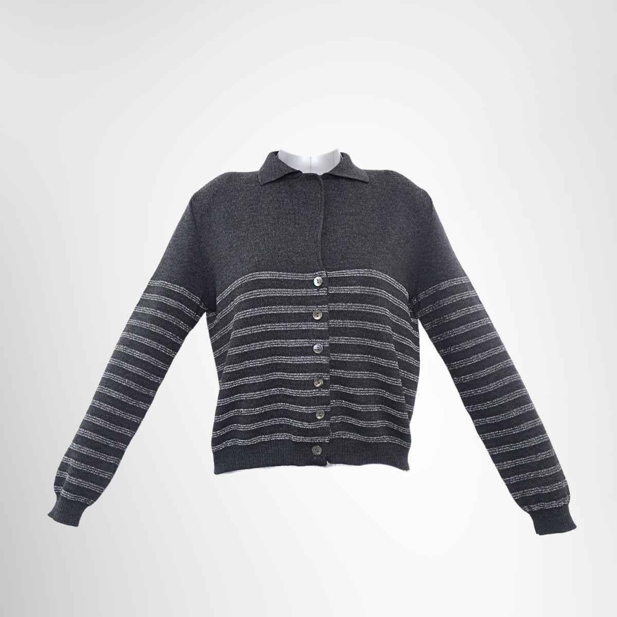 Fendi Knit Cardigan – Gray, Size 44