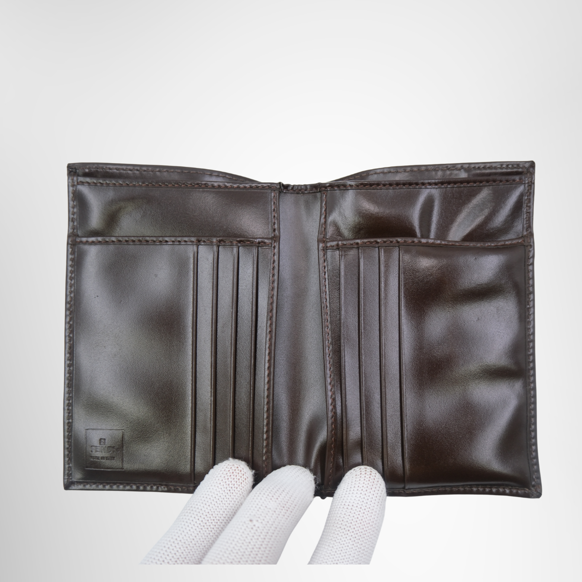 Fendi Zucca FF Logo Canvas Compact Wallet – Pre-Owned Luxury Brand Wallet – Antonio & Co Interior View 