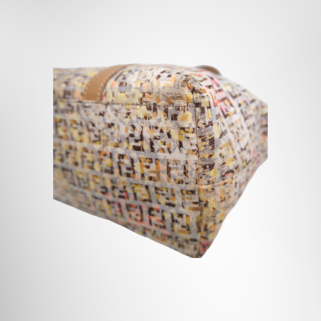 Colorful Floral Print Canvas Zucchino Tote Bag