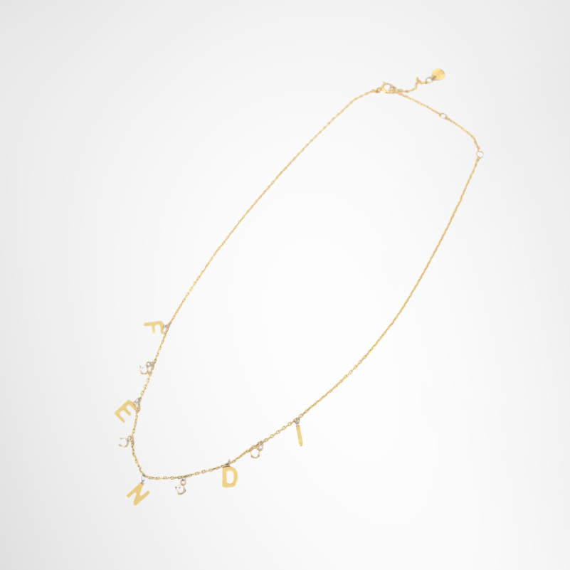 Fendi Logo Embellished Necklace – Pre-Owned Luxury Accessory – Antonio & Co – Side View
