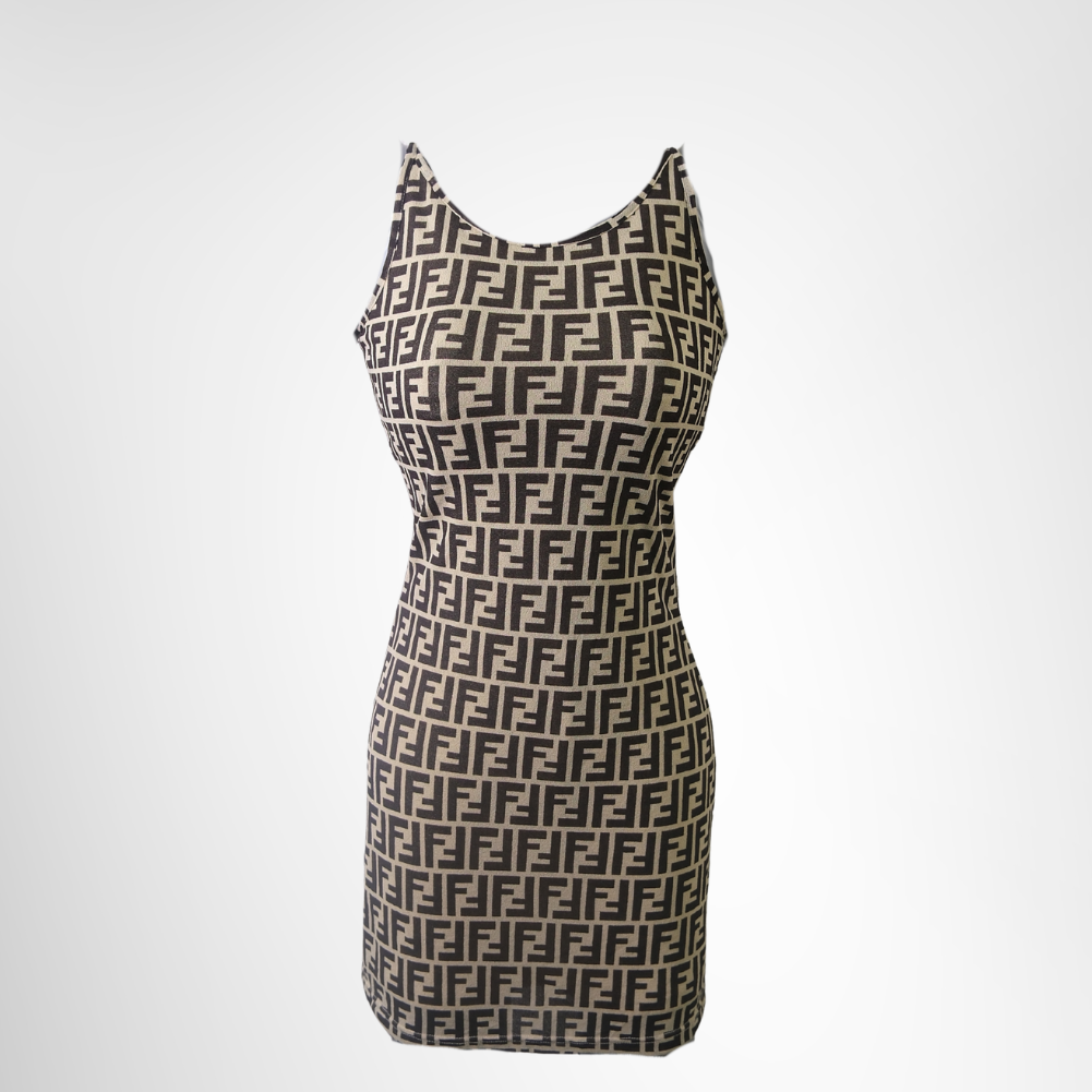 Fendi Preowned Luxury Apparel Vintage Zucca Dress Front View