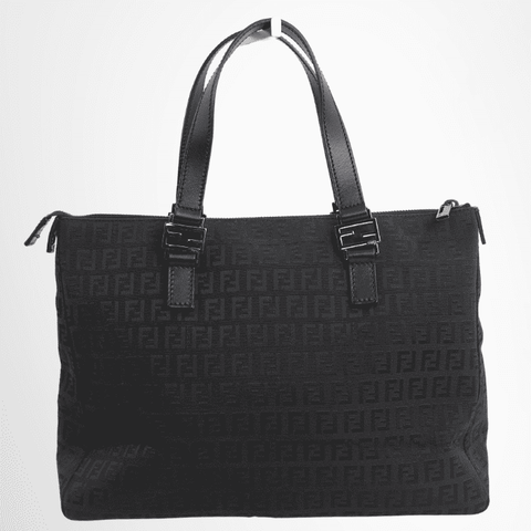 Fendi Black Zucchino Canvas Tote Bag – Black