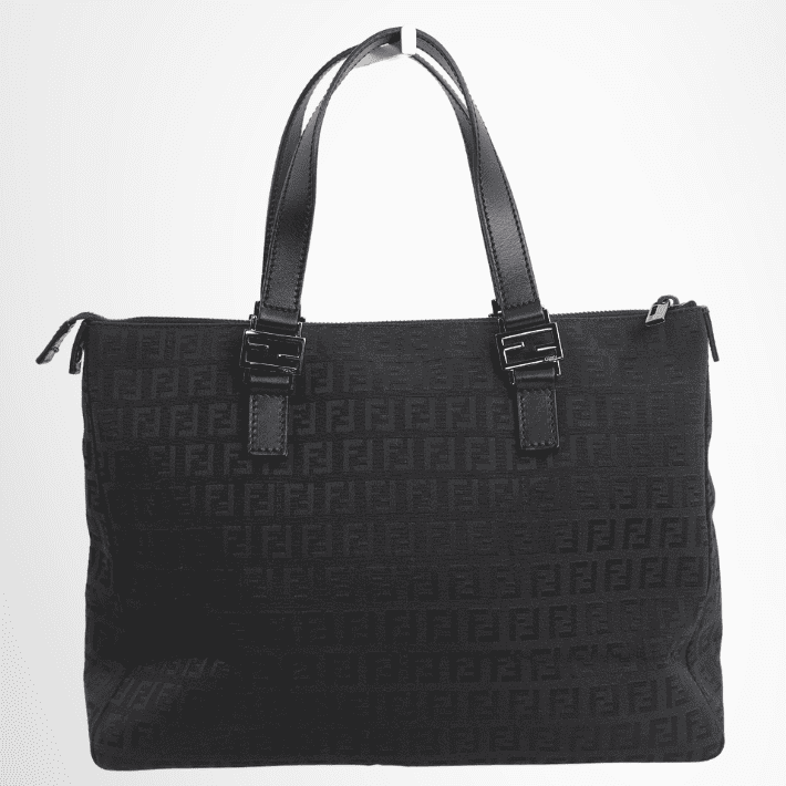 Fendi Black Zucchino Canvas Tote Bag – Black