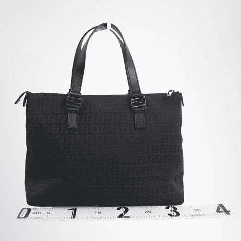 Fendi Black Zucchino Canvas Tote Bag – Black