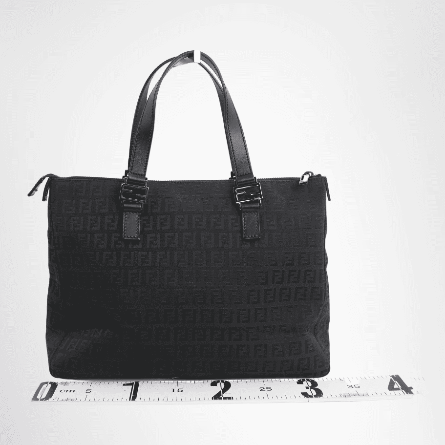 Fendi Black Zucchino Canvas Tote Bag – Black