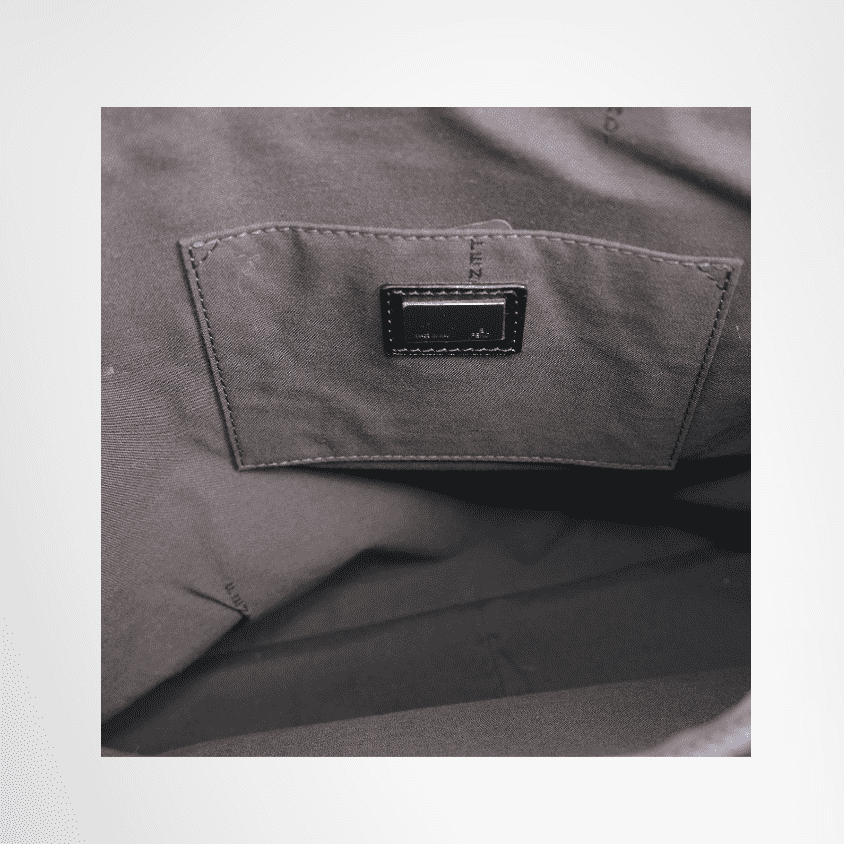 Fendi Preowned Luxury Bag Black Fendi Zucchino Canvas Tote Bag Interior View