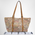 Fendi Preowned Luxury Bag Colorful Floral Print Canvas Zucchino Tote Bag Back View