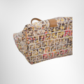 Fendi Preowned Luxury Bag Colorful Floral Print Canvas Zucchino Tote Bag Bottom View 2