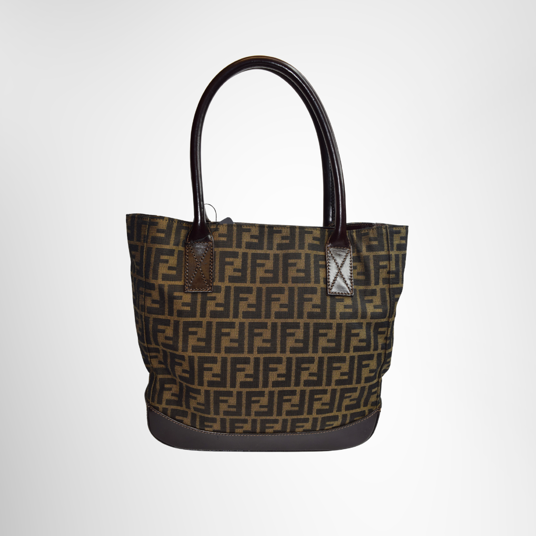 Fendi Preowned Luxury Bag Zucca Pattern Tote Bag Front View